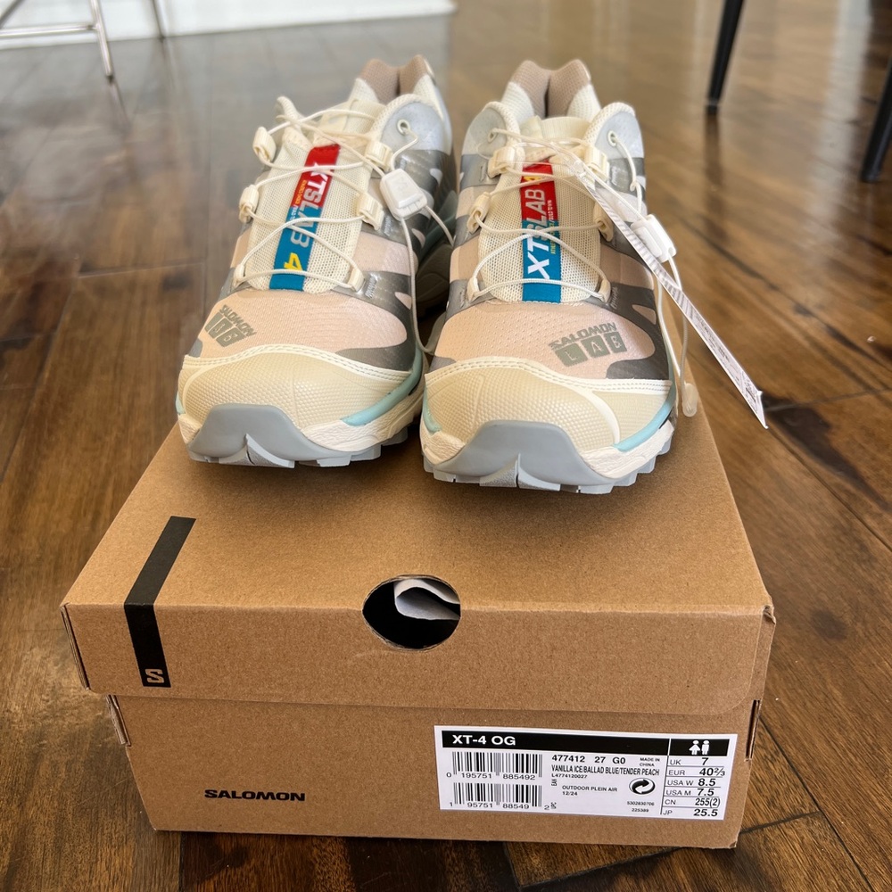 Brand New Salomon XT-4 OG VANILLA ICE/BALLAD BLUE TENDER PEACH
